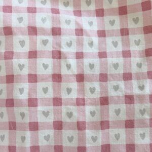 Vintage Bed Skirt - Pink Heart Checker Pattern